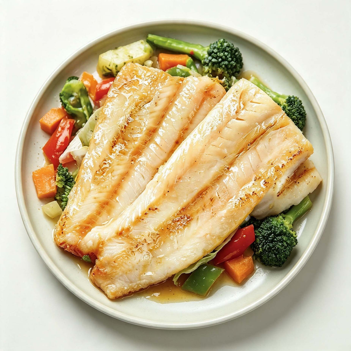 Boneless white fish fillet, raw and frozen