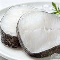 Round cut cod steak, raw and frozen