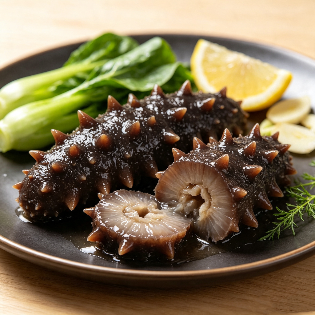 Ready-to-eat sea cucumber, thawed and sliced